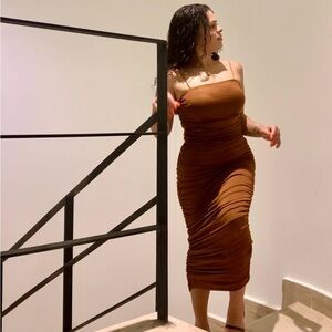 Brown Rouched Dress